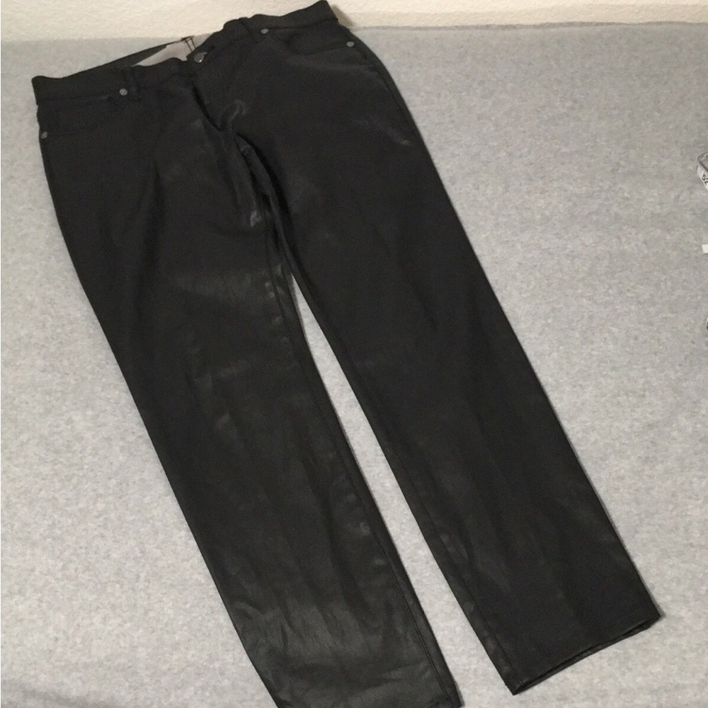 Andrew Charles Black Coated Pants Size 32 Biker Rock Punk